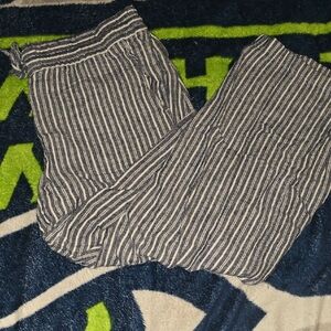 Striped Drawstring Lounge Pants - Navy & White